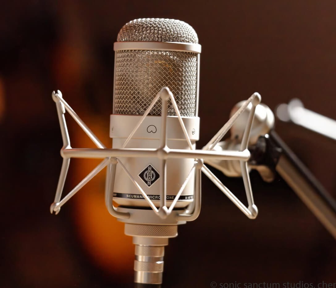 Neumann condenser microphone in a shockmount